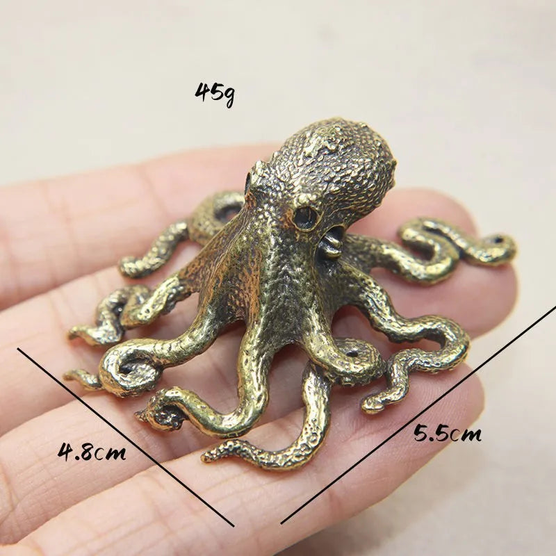 Brass Retro Octopus Cuttlefish Creative Marine Organism Office Desktop Ornament Accessories Small Tea Pet Souvenir Gifts