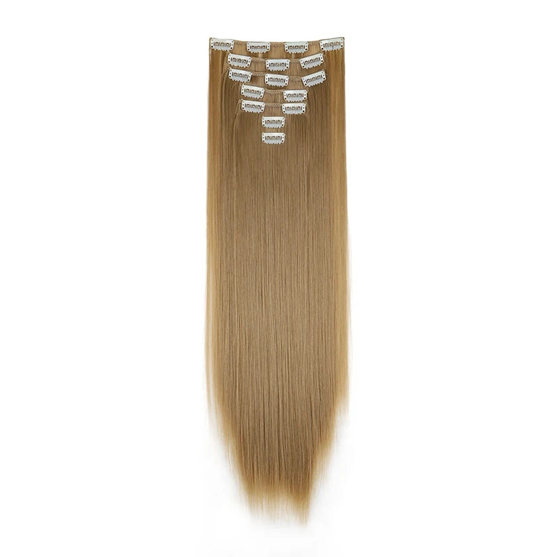 WIGSIN 24Inch Synthetic 7Pcs/set Long Straight Hair Extension 16Clips Hairstyle Black Blonde Hairpiece for Women