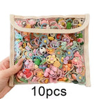 Cute Thumb Hair Ties For Girls,high Elasticity,cartoon Animal Flowers And Fruit Decorative Hair Band,sweet Girl Hair Rope