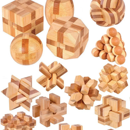 Wooden Kong Ming Lock IQ Brain Teaser Puzzle Toy