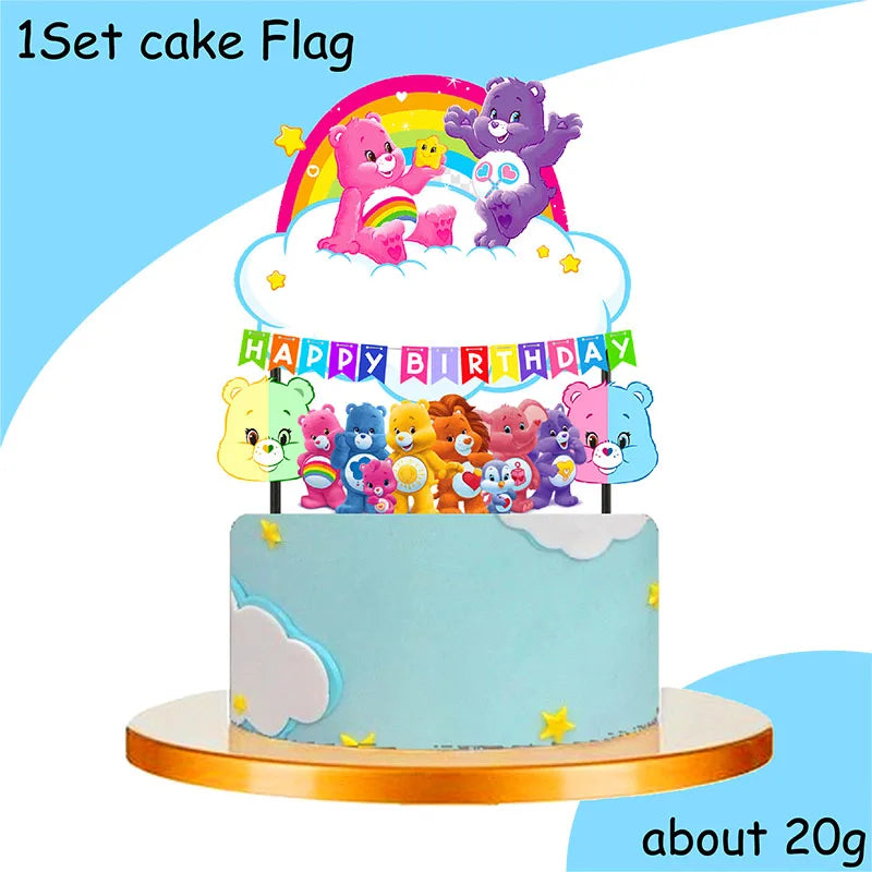 Care Bear Party Supplies Disposable Plate  Napkin Tablecloth Cake Topper Gifts Bag Kids for Birthday Party Decorations Set Gifts
