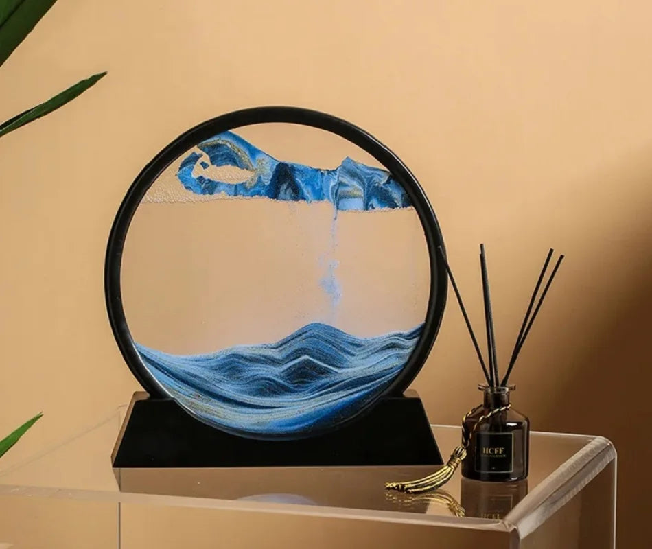 3D Glass Moving Sand Art Creatitive Sandscape In Motion Display Flowing Sand Frame Hourglass Painting for Home Decor for Gifts