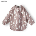 New Children Feeding Aprons Long Sleeve Baby Bib with Pocket Full Cover Baby Bibs with Pocket Waterproof Long Sleeve Bibs