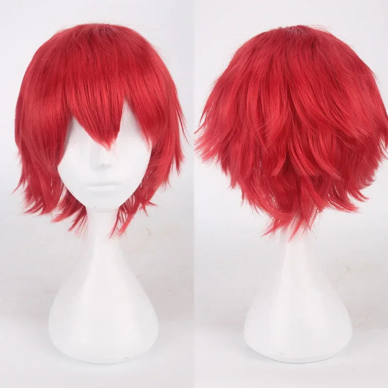 Men Women Synthetic Anime Cosplay Wigs Short Straight Hair Heat Resistance Multicolour Red White Pink Gray Brown