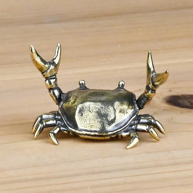 Pure Brass Crab Figurines Animal Statue Miniatures Copper Ornaments Home Office Desk Decoration Crafts Home Decor Nordic 1pcs