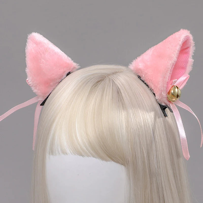Anime Cat Ear Hairclip Cosplay Lolita Kawaii Kitten Headdress Cute Cartoon Animal Headwear Halloween Party Costumes  Accessories