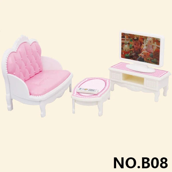 Forest Animal 1/12 Dollhouse Furniture Bedroom Kitchen Bathroom Set Miniature Simulation Dolls Accessories DIY Toys Girls