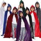 Halloween Adult Kids Witch Cloak Cape Hooded Cosplay Costume Death Cloak Carnival Party Halloween Long Cape 8 Colors