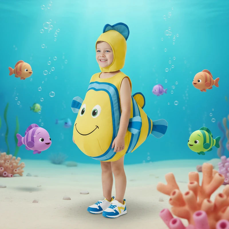 Nemo Clownfish Costume for Kids Cartoon Cosplay Halloween Christmas Party Outfit with Hat Toddler Party Performance Costumes
