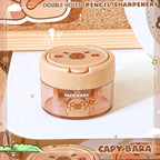 Cute Capybara Cartoon Flip-Top Dual Hole Sharpener for Kids Mini Portable Compact Pencil Sharpener School Supplies Learning Tool