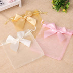 10pcs/20pcs 9x12 10x15 13x18cm New Design Bow Organza Bags Jewelry Candy Packing Bag Wedding Party Gift Storage Drawstring Pouch