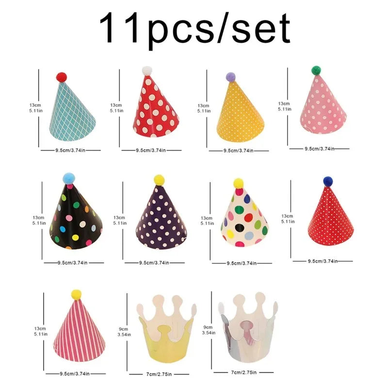 11PCS Birthday party trumpet birthday hat cute color，Son, daughter, child birthday hat, party hat