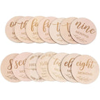 Wooden Wood Chip Month Souvenir Card Baby Growth Milestone Double Sided Laser Engraved Wooden Chip Newborn Photography Props