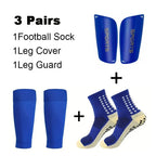 3 Pairs Set Men Grip Soccer Socks and Knee Pads Calf Sleeves Adult Youth Non Slip Leg Shin Guards for Basketball Football Sports