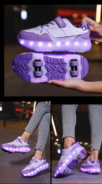 Light Up Roller Shoes Kids LED Sneakers USB Charge Sport Shoes