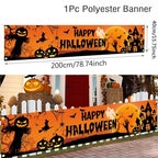 Ghost Halloween Pumpkin Banner Retro Halloween Party Signs Banner Decorations Fence Yard Porch Sign Outdoor Terror Decorations