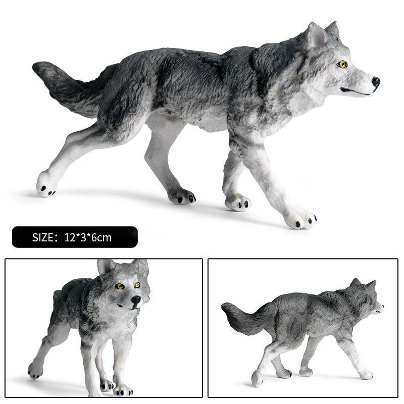 Oenux Wild Beast Animals Small Gray Wolf Maned Wolf Baby Wolves Simulation Model Action Figures Collection PVC Gift Kid Toy Gift