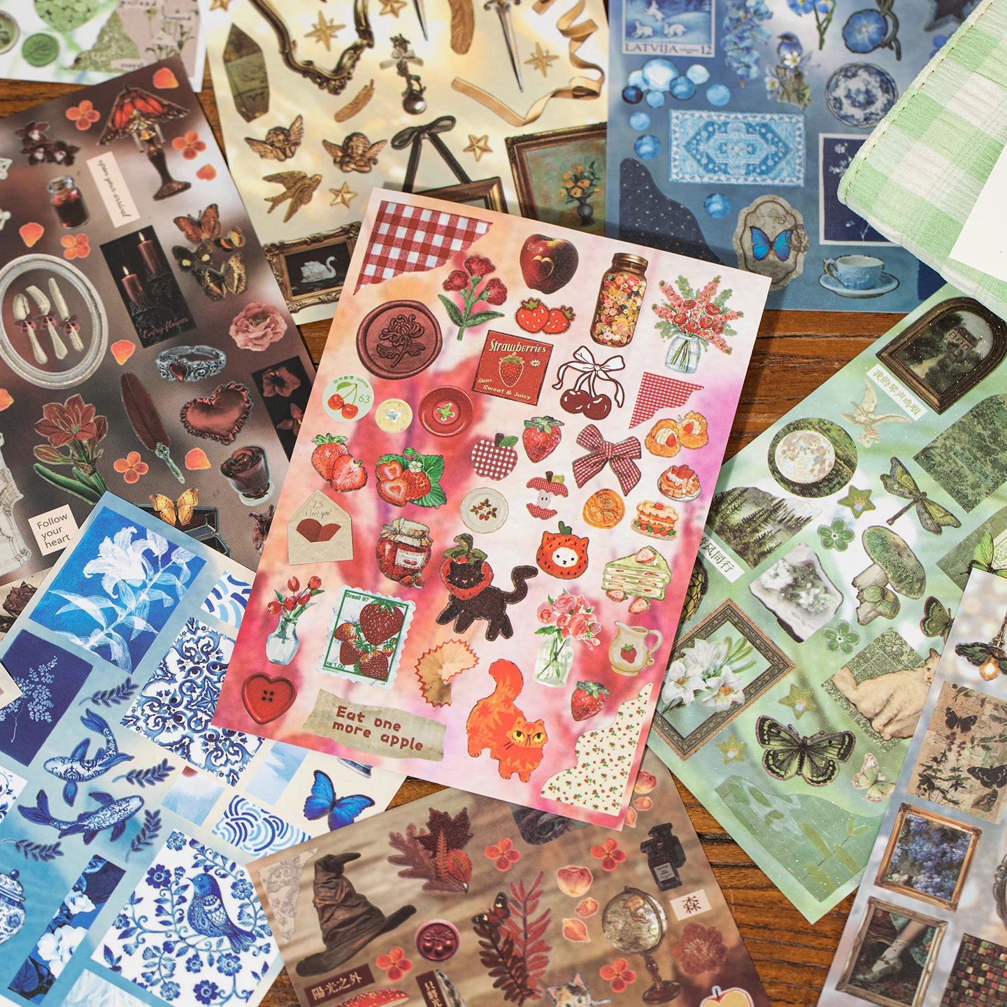 TIANZI 30/60 Sheets Cute Die cut Stickers book Retro Cartoon Handmade Scrapbooking Handbook Material Phone Stickers Kids Gift