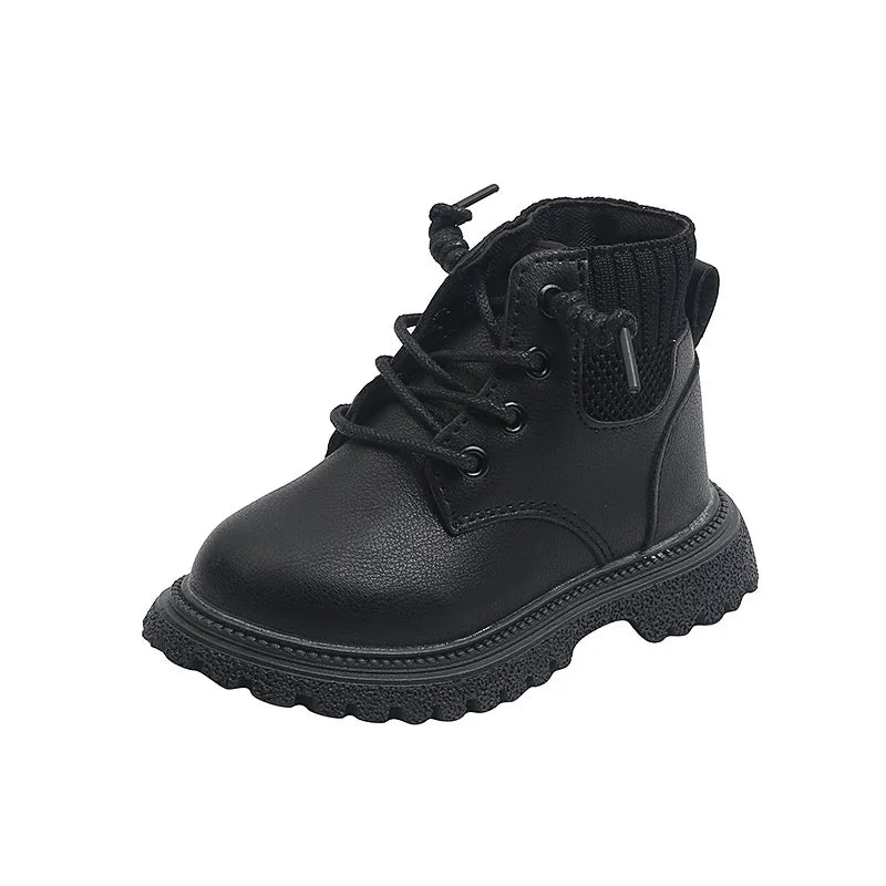 Kids Leather Chelsea Boots Waterproof Children Sneakers Beige Toddler Snow Boots Girl Winter Shoe Boy