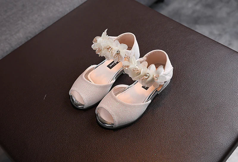 Girls Rhinestone Flower Shoes Princess Dress Pumps for Kids