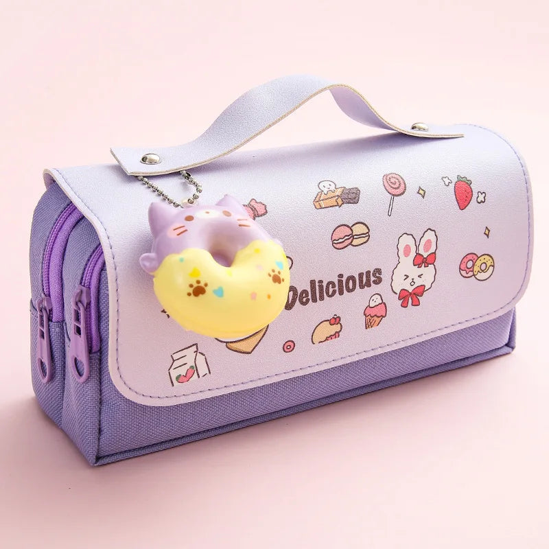 Cute Decompression Pencil Case Large Capacity Storage Bag Back to School Supplies Kawaii Korean Stationery Pen Cases
