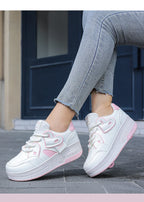 Girls Retractable Roller Shoes Breathable Walking Sneakers
