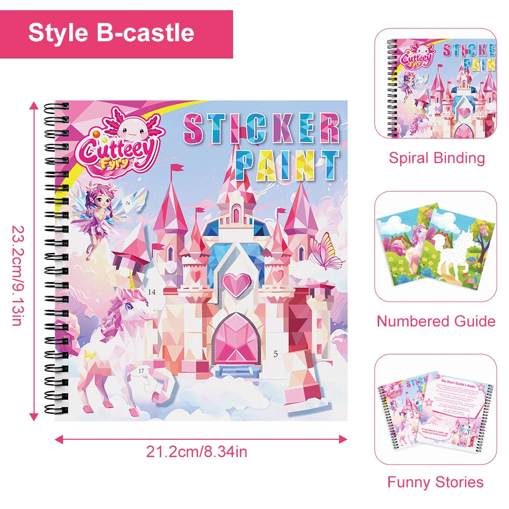 1/2PCS CutteeyFyry Sticker Book By Number Unicorn Stickers Paint Book For Kids Paint by Number Sticker Book Keep Kids Busy