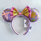 Disney Princess Headband Mickey Ear Rapunzel Sequin Bow Hair Hoop Birthday Gift Girl Accessories Halloween Gift Christmas Jack