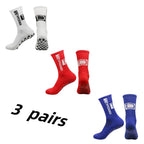 3Pairs/Lot New in ANTI SLIP Tapedesign Football Socks Mid Calf Non-Slip Soccer Sport Cycling Sports Mens Sock Women