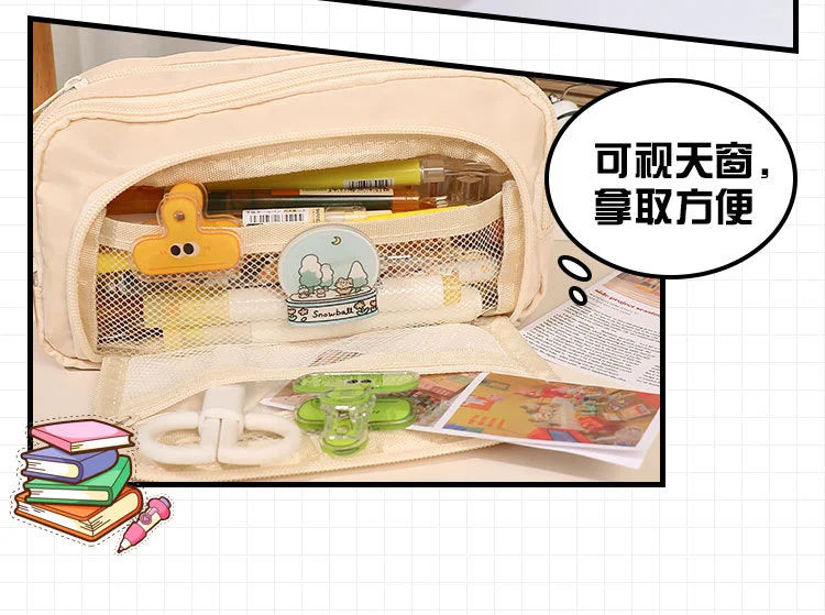 Large Capacity Simple and Versatile Japanese Pencil Case Stationery Box for Female Primary School Students, Junior High School S