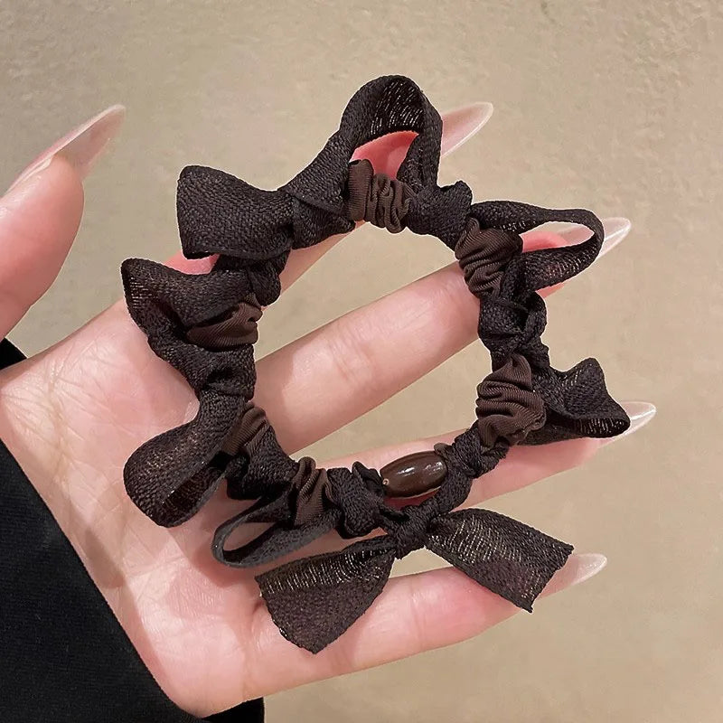 New Korean Bow Elastic Hair Band For Women Girls Sweet Hair Ornament Scrunchie Hair Tie Hair Rope Fashion Hair Accessories