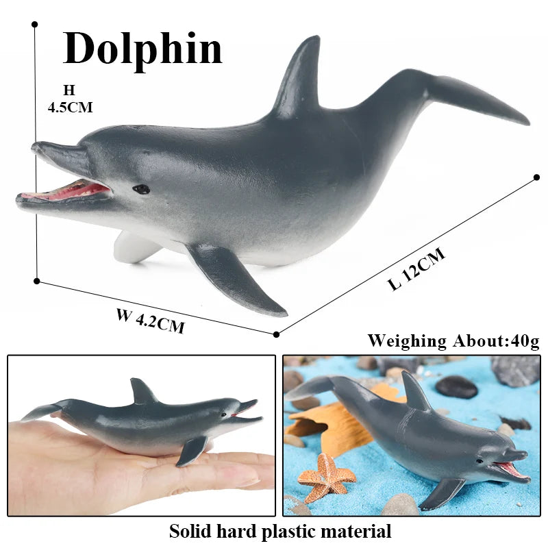 Oenux Ocean Life Animals Whale Dolphin Basking Shark Narwhal Tropical Fish Model Action Figures PVC Education Toy Kids Gift