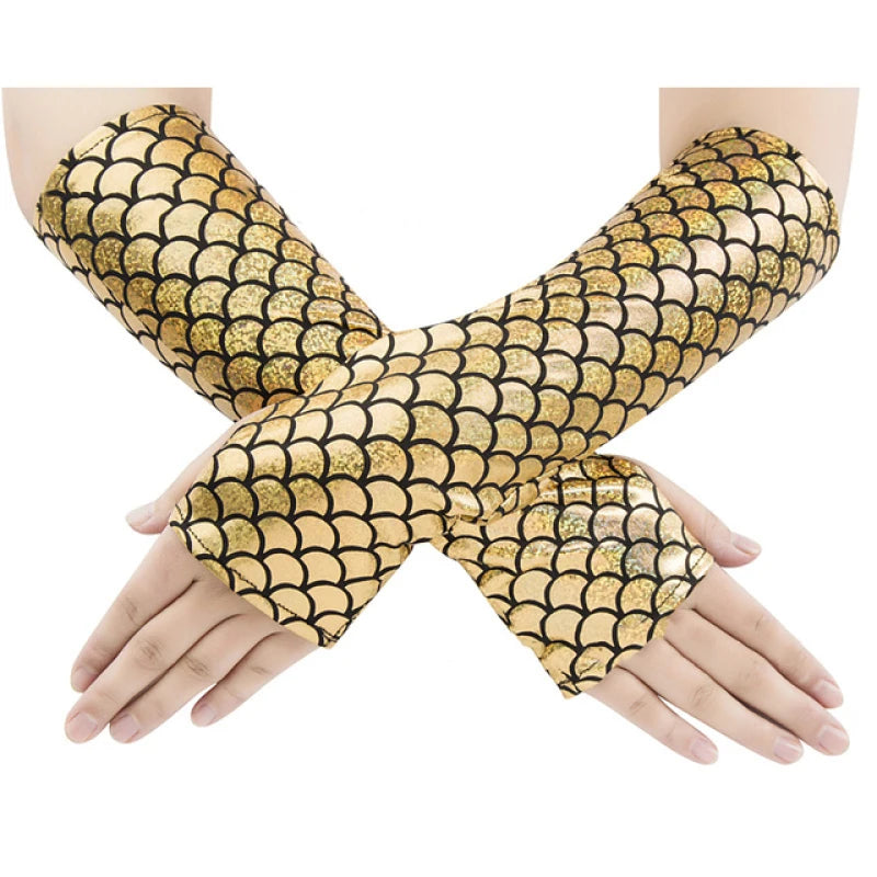 Women's Mermaid Cosplay Fingerless Gloves – Color Change Stage Accessory