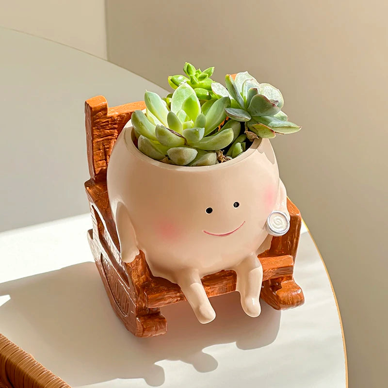 Smiling Face Swing Flower Pot for Succulents & Small Plants