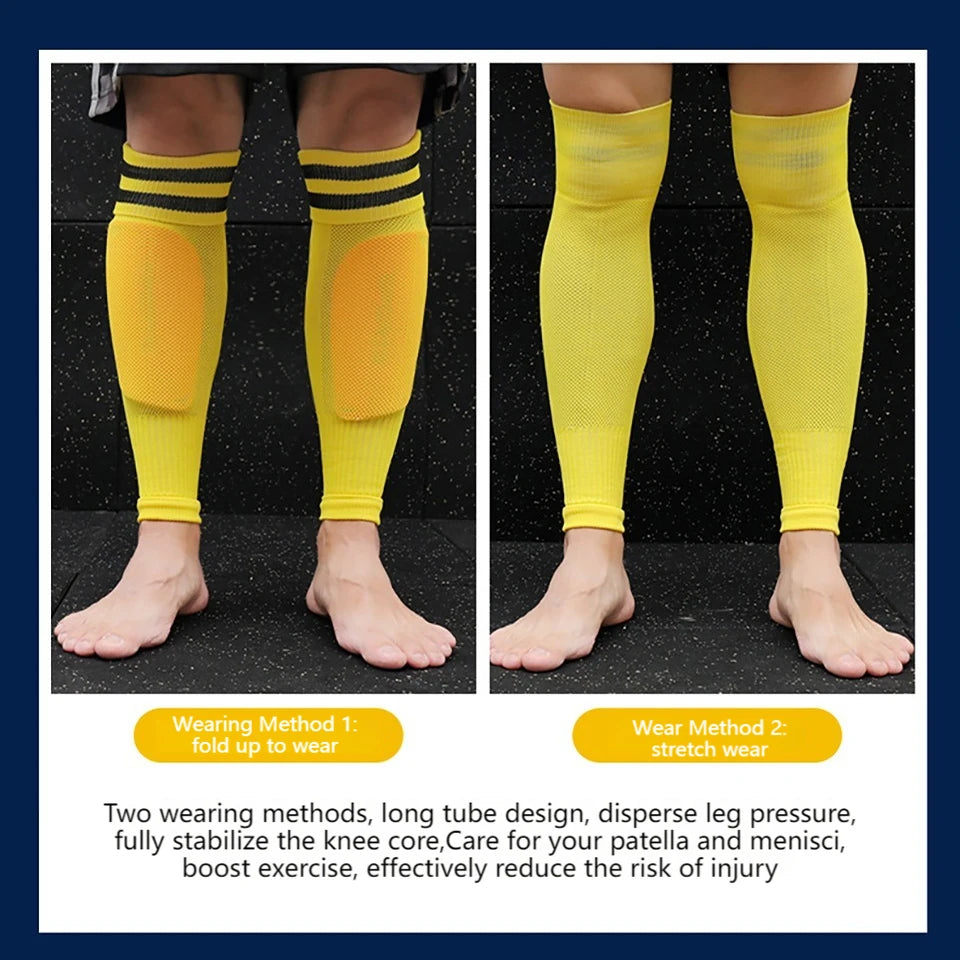 1Pair Knee Over Football Leg Guards Socks Breathable Comfort Calf Long Sock Adult Children Soccer Sports Shin Guards Leg Covers