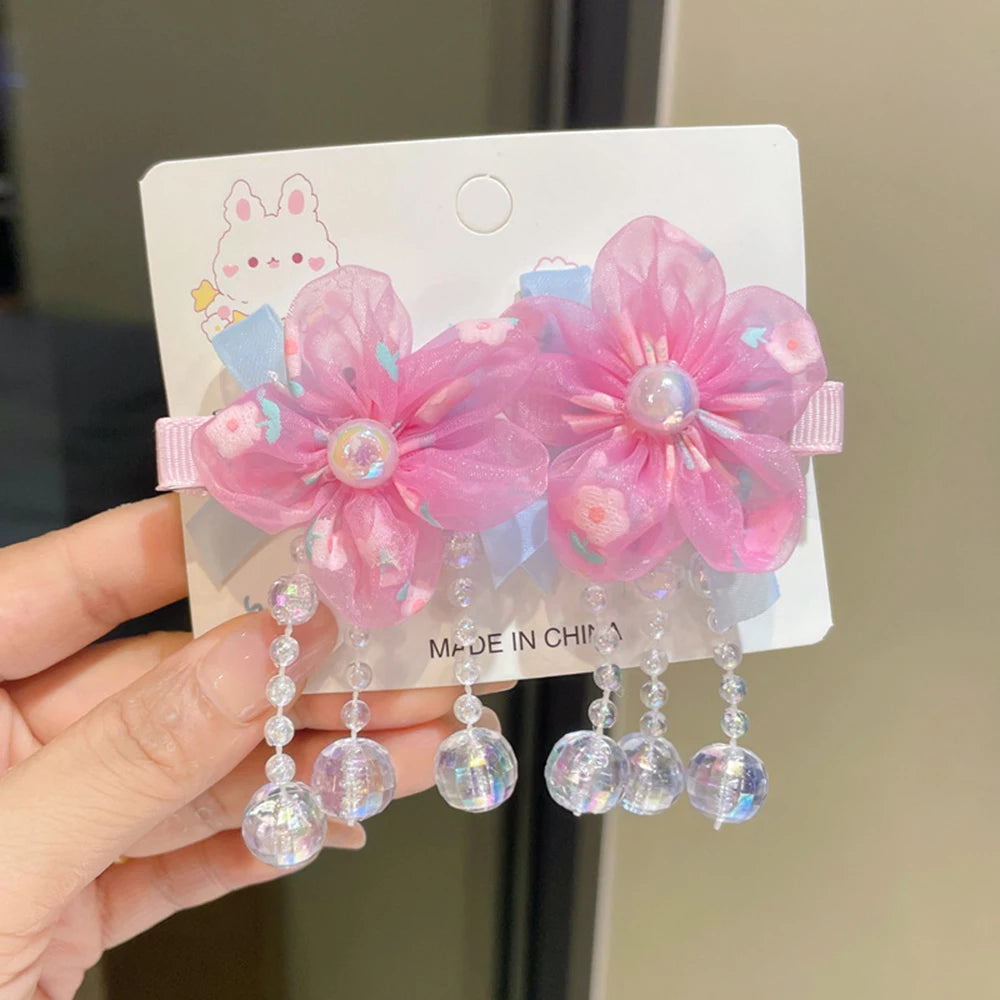 Children's Hanfu Headdress Flower Tassel Ancient Style Clip Hair Accessories Chinese Style Little Girl Tassel Girl Hairpin
