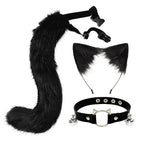 FluffyAnime Animal Fur Fox Tail Cat Paws Gloves and Ears Headwear Face Mask Cosplay Costume  Set Halloween Party Accessorie