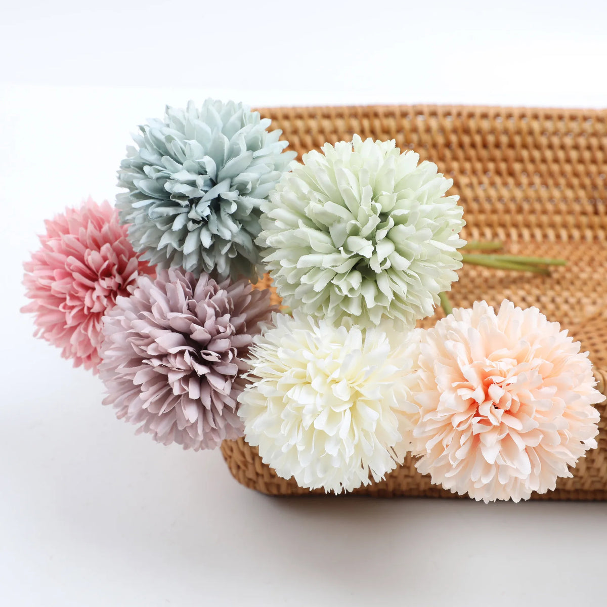 6 Artificial Dandelion and Chrysanthemum Ball Bouquets - Perfect for Home, Office, Coffee Shop, Garden Party, Wedding Decoration