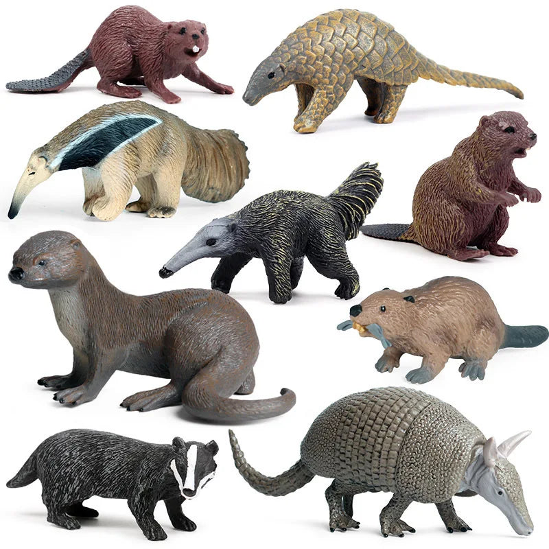 Oenux Realistic Wildlife Animal Model Beaver Badger Wolverine Anteater Pangolin Figurine  Simulation Cognitive Educational Displ