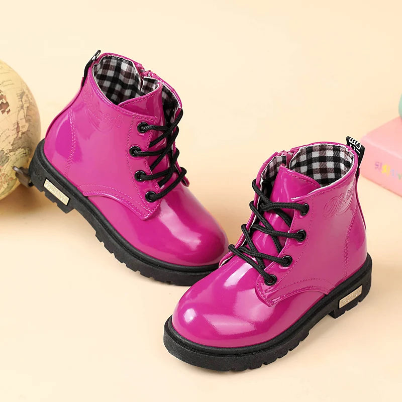 Kids Waterproof Snow Boots Plush Winter Shoes for Boys Girls