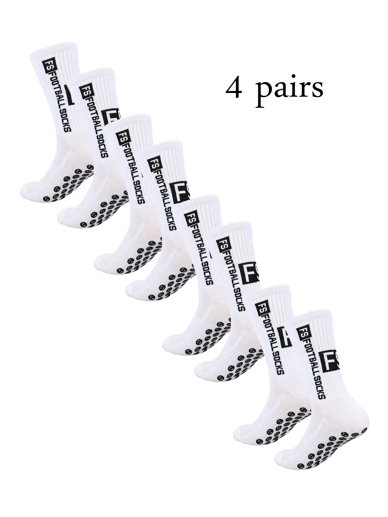 4 Pairs Men's Athletic SocK Soccer Socks Sports Grip Sock Anti-slip Basketball Socks Spot Rubber Non-Slip Soft Cotton Soccer Sox