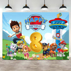 Custom Kids Name Age Paw Patrol Backdrop Boy 1st 2nd 3rd Birthday Party Background Decor Puppy Banner Poster Photo Studio
