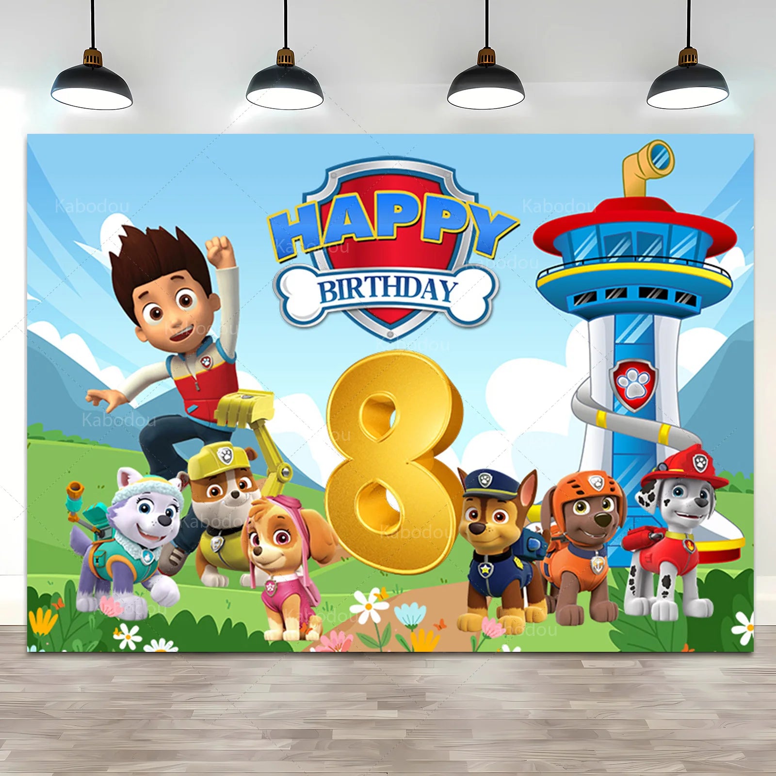 Custom Kids Name Age Paw Patrol Backdrop Boy 1st 2nd 3rd Birthday Party Background Decor Puppy Banner Poster Photo Studio