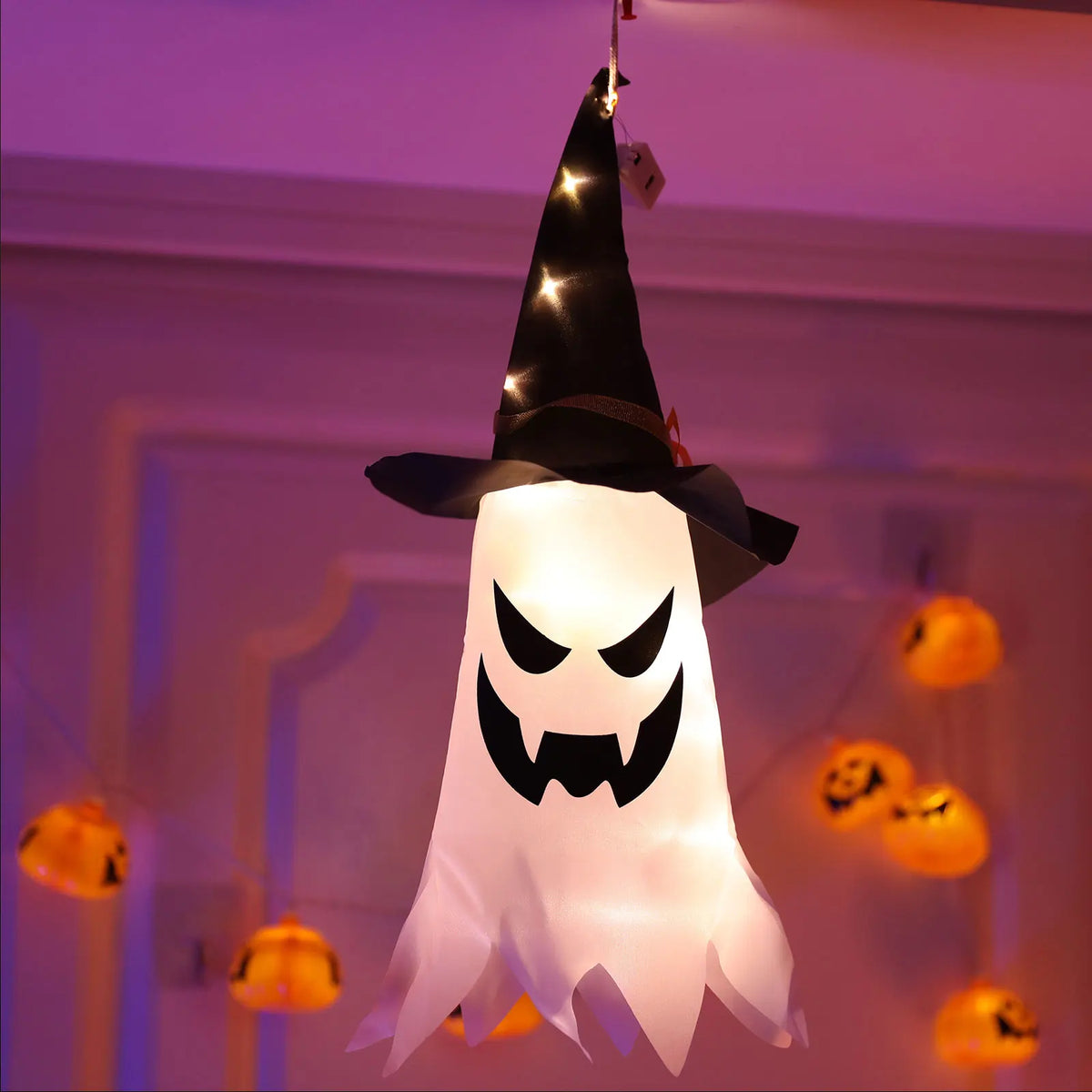 1pc Ghosts LED String Lights, Halloween Decoration Home Party Festival Decor Prop, Ornament Lights For Outdoor, Battery Powered