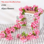 Pink Sakura Artificial Flowers Garland Cherry Blossoms Vines Garden Arch Decor Fake Flower Garland Wedding Party Home Decoration