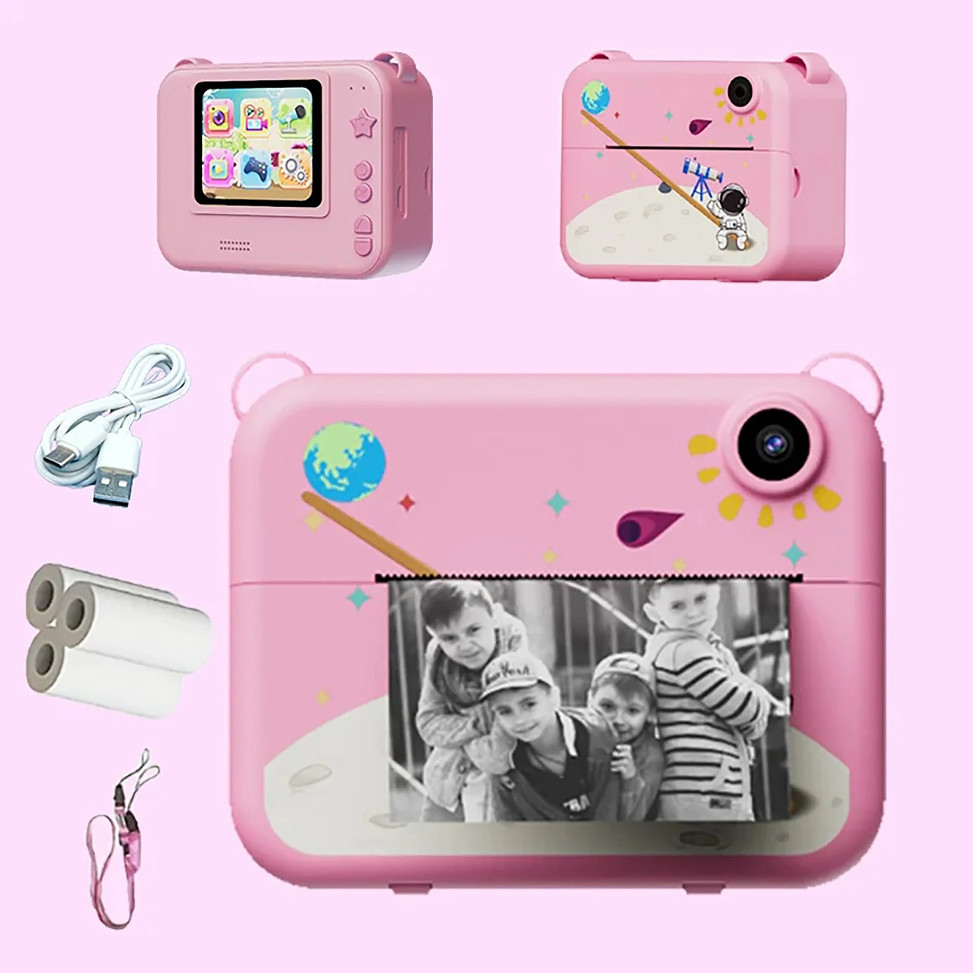 Kids Camera Digital Children Camera 1080P HD Mini Thermal Printer Video Recorder with Instant Print Photo Festive Gift for Kids