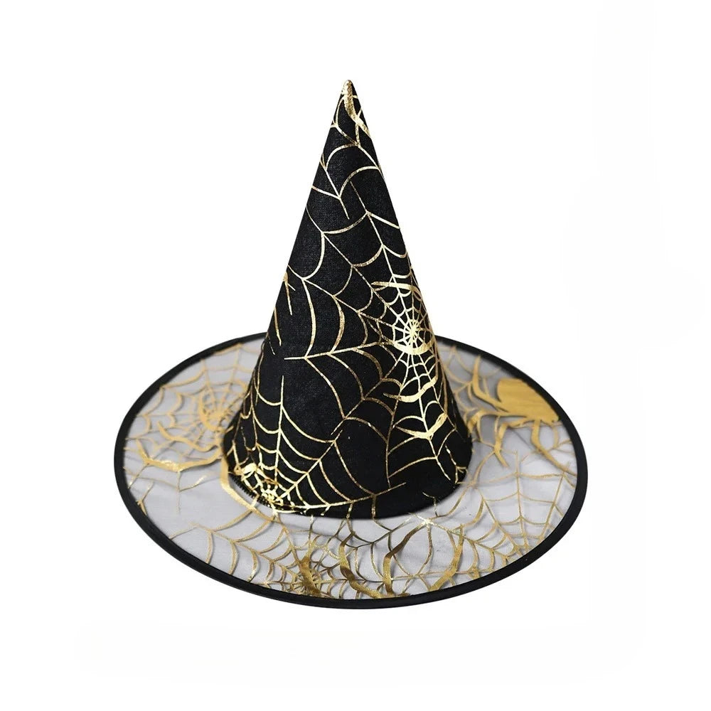 Witch Hat Halloween Decoration Supplies Witch Hat Children Adult Prom Party Dress Up Mesh Wizard Magics Hat for Party