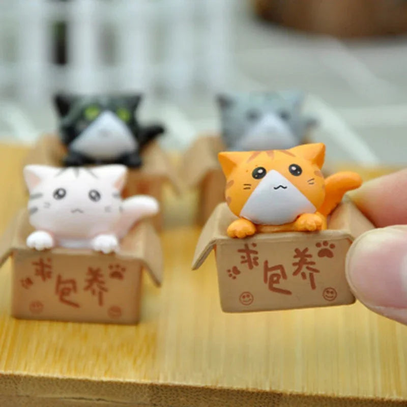 Kawaii Mini Cat Ornament Garden Kitten Statue Gift For Kids Children Baby Room Decoration Toy Miniature Figurines Home Decor