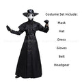 Halloween Medieval Hooded Robe Plague Doctor Costume Mask Hat for Men Monk Cosplay Steampunk Priest Horror Wizard Cloak Cape 5XL