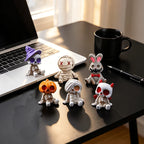 6pcs Halloween Resin Skeleton Mummy Figurines Mini Statues for DIY Micro Landscape Bonsai Car Desk Decor